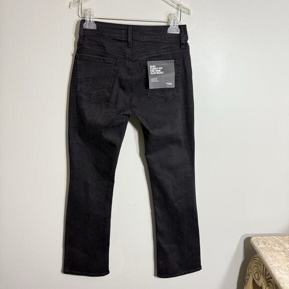 Silver Jeans Suki Mid Rise Curvy Fit Slim Bootcut Jeans 26/31 Black Washed New - Picture 5 of 7